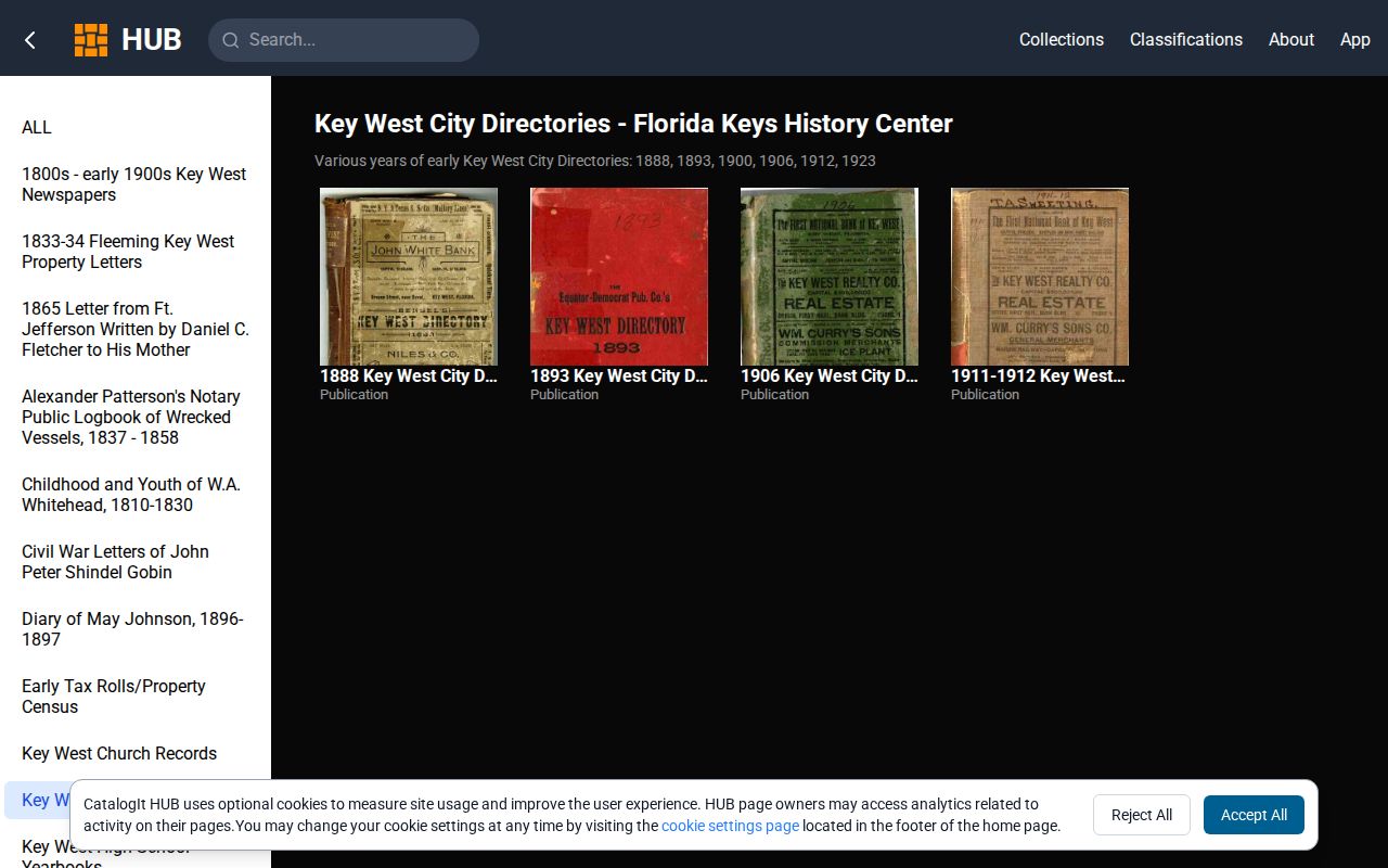 Key West city directory historical collection catalog