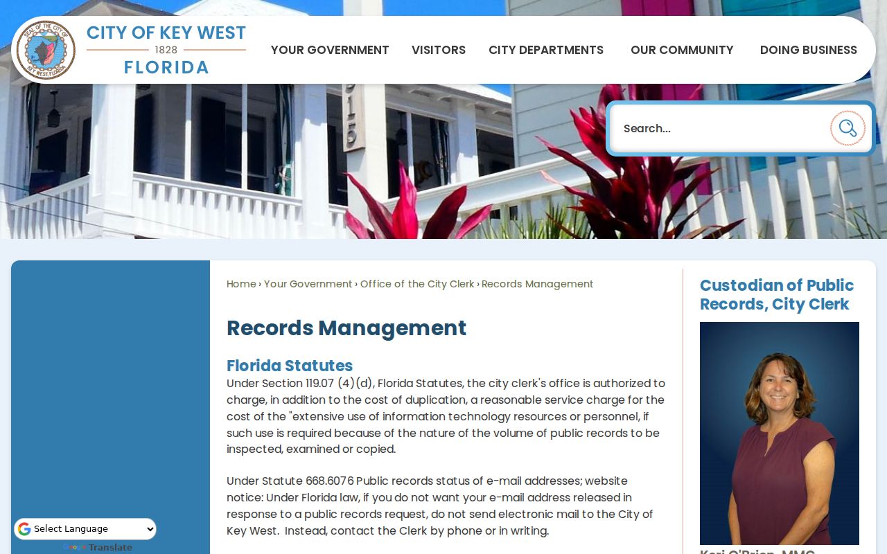 Key West residents directory city public records request