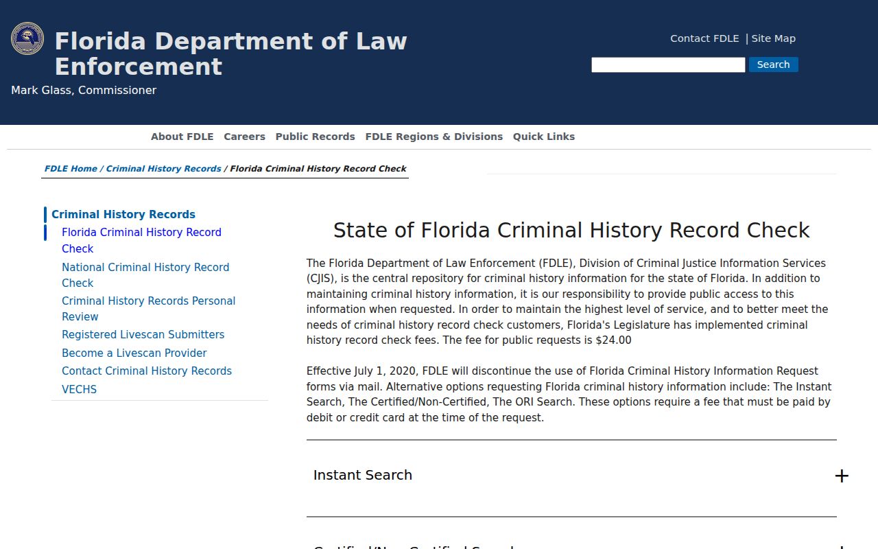 Key West resident lookup using official Florida criminal history information