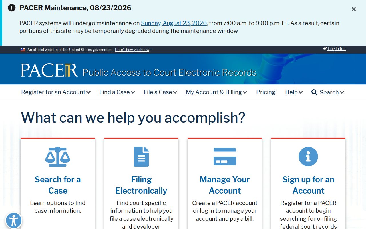 Key West resident lookup through the federal PACER court system