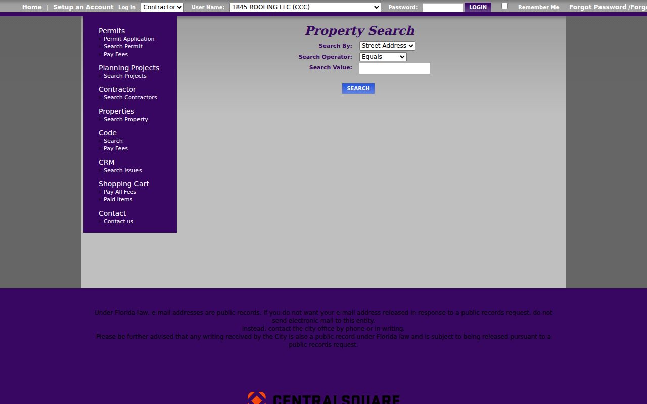 Key West street directory parcel and permit search